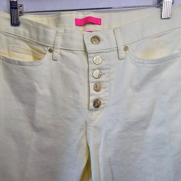Lilly Pulitzer South Ocean High‎ Rise Lemon Meringue Jeans SZ 10 - Picture 1 of 10